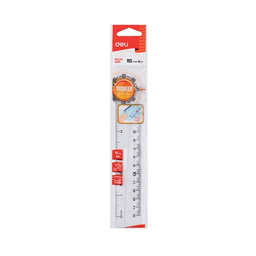 Deli 15cm Clear Plastic Ruler