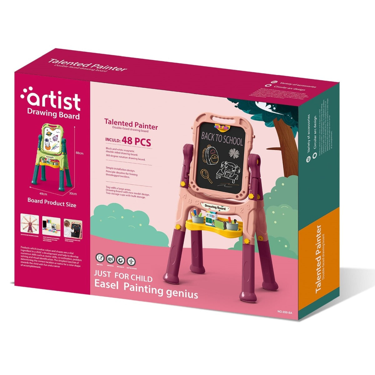 לוח ציור ורוד דו צדדי