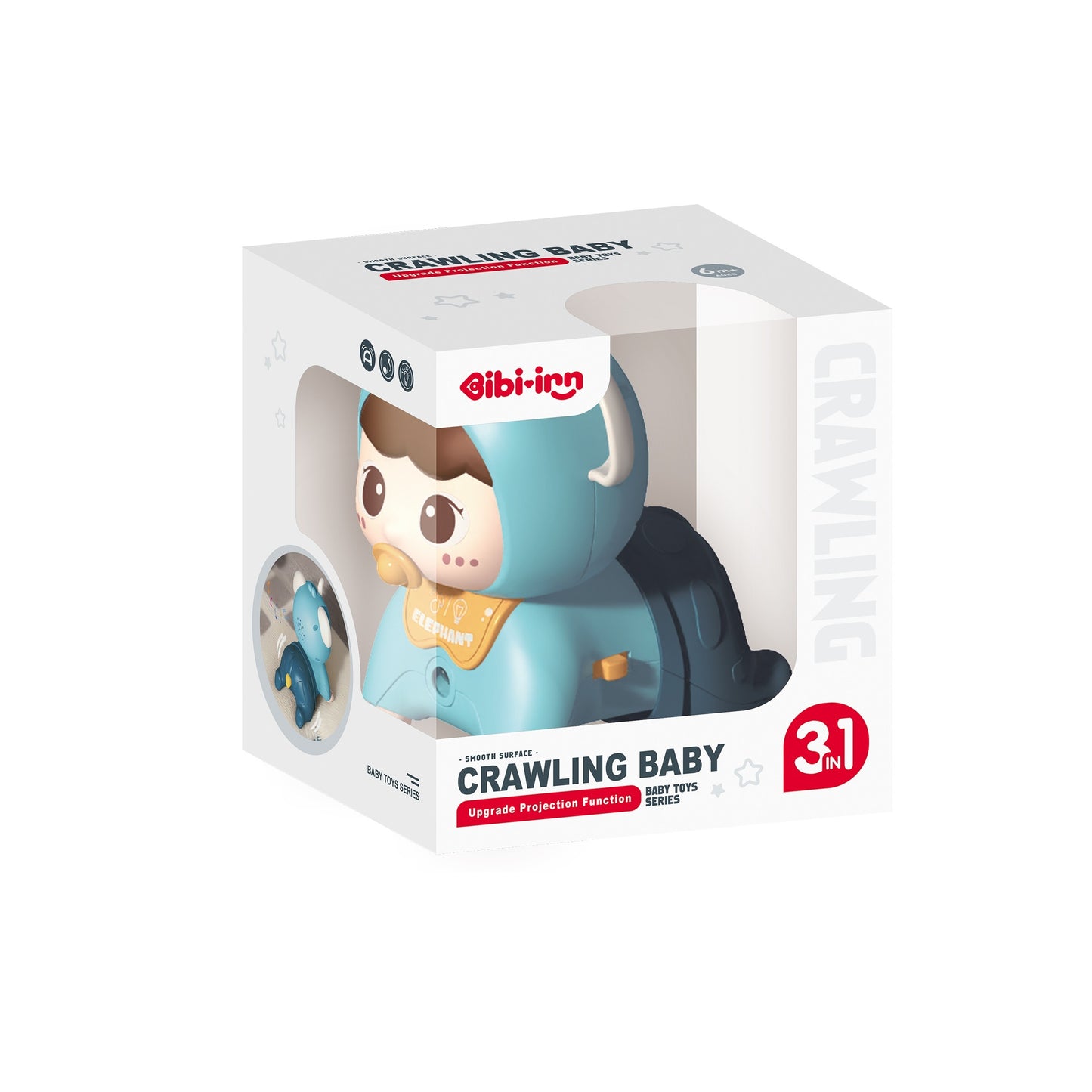 תינוק זוחל כחול אורות וצלילים