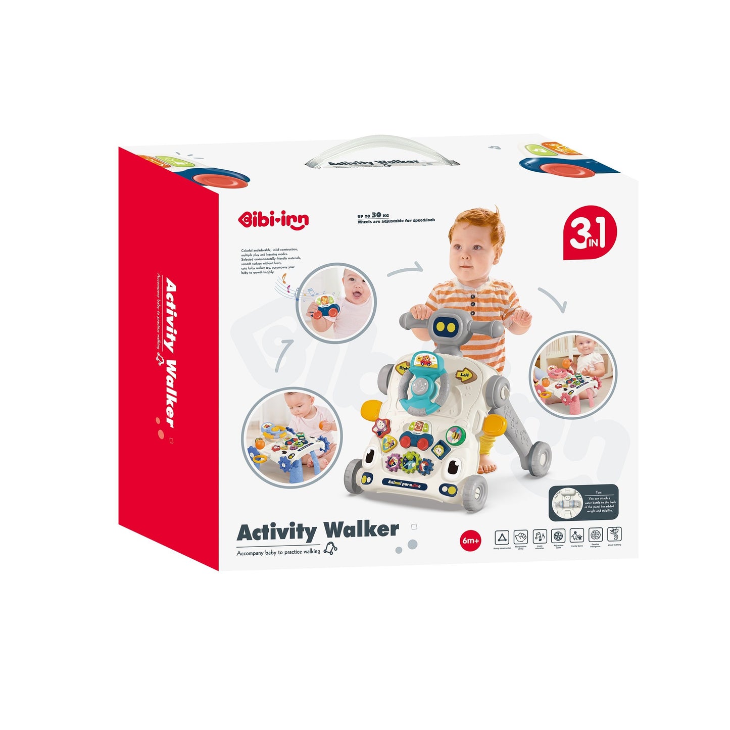 הליכון דחיפה כחול 3 ב-1 ומרכז פעילות