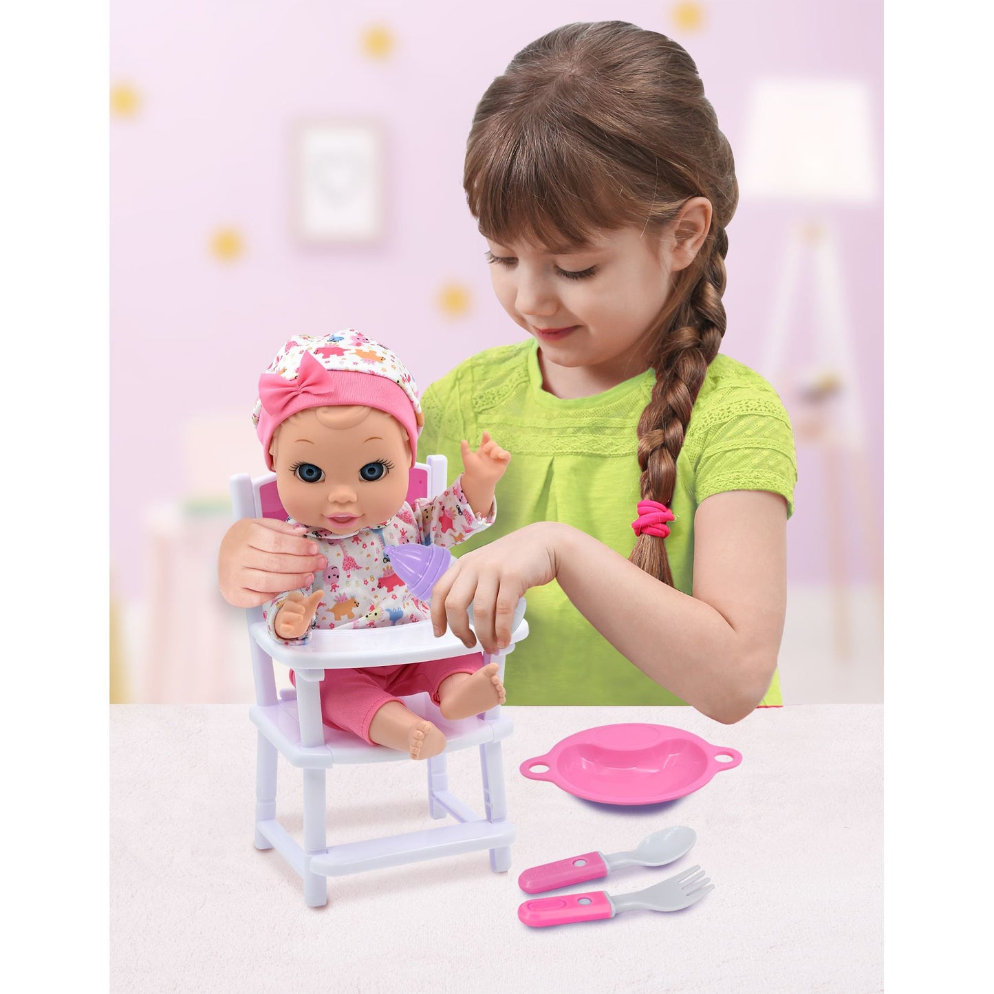 בובת תינוק 30 סמ משמיעה קולות עם מושב האכלה