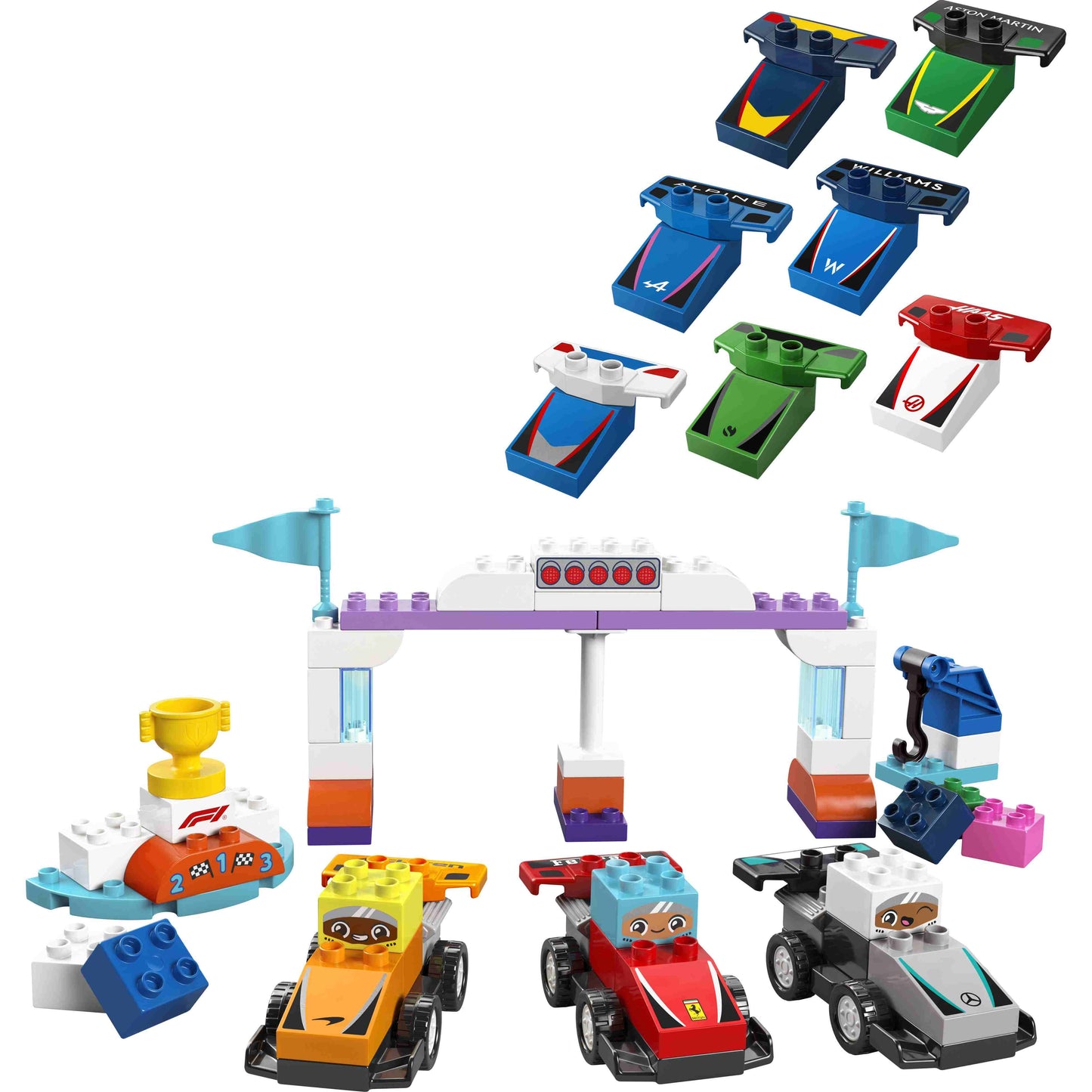 לגו דופלו מכוניות מרוץ ונהגים 10445