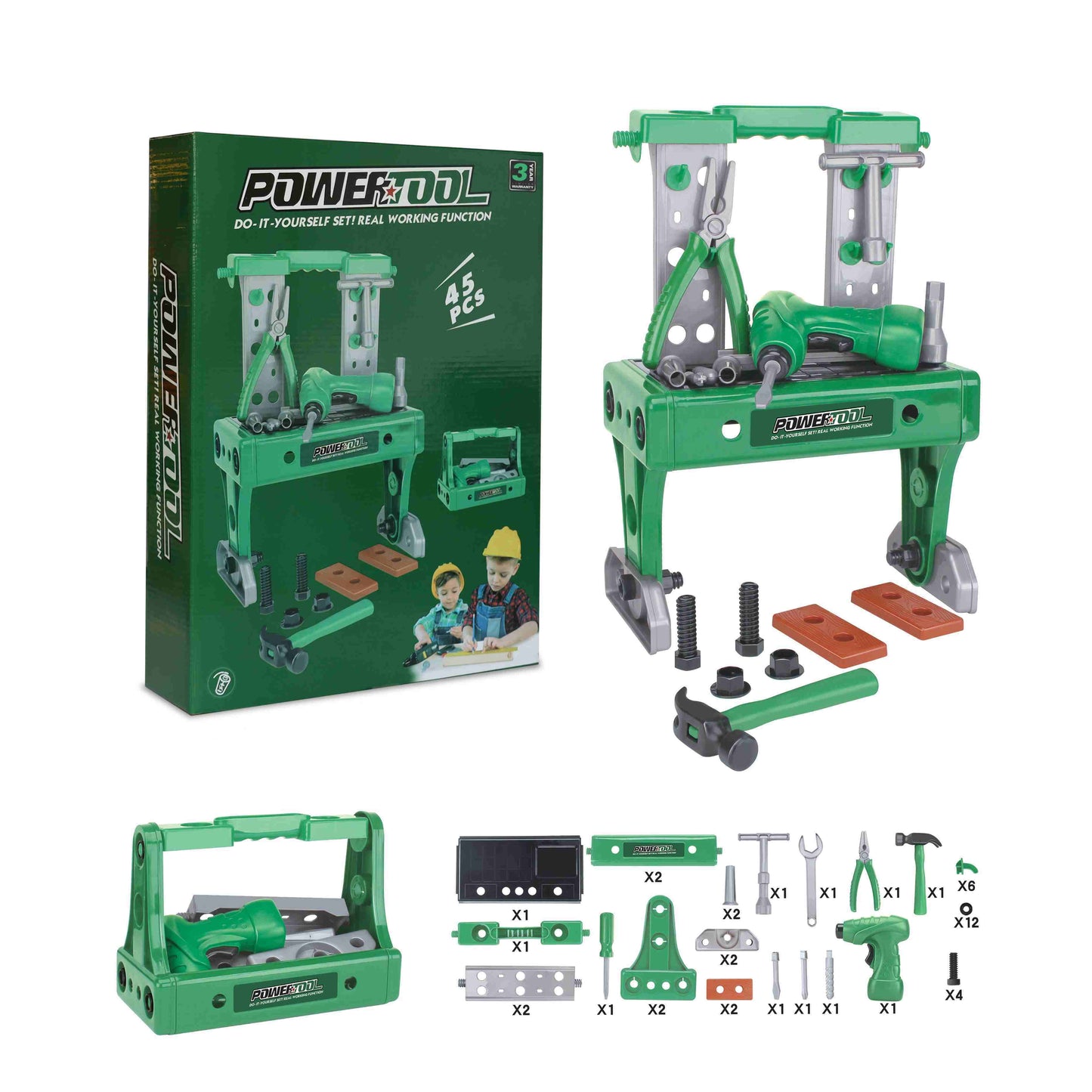 שולחן כלי עבודה 40 סמ עם אביזרים 45 חלקים