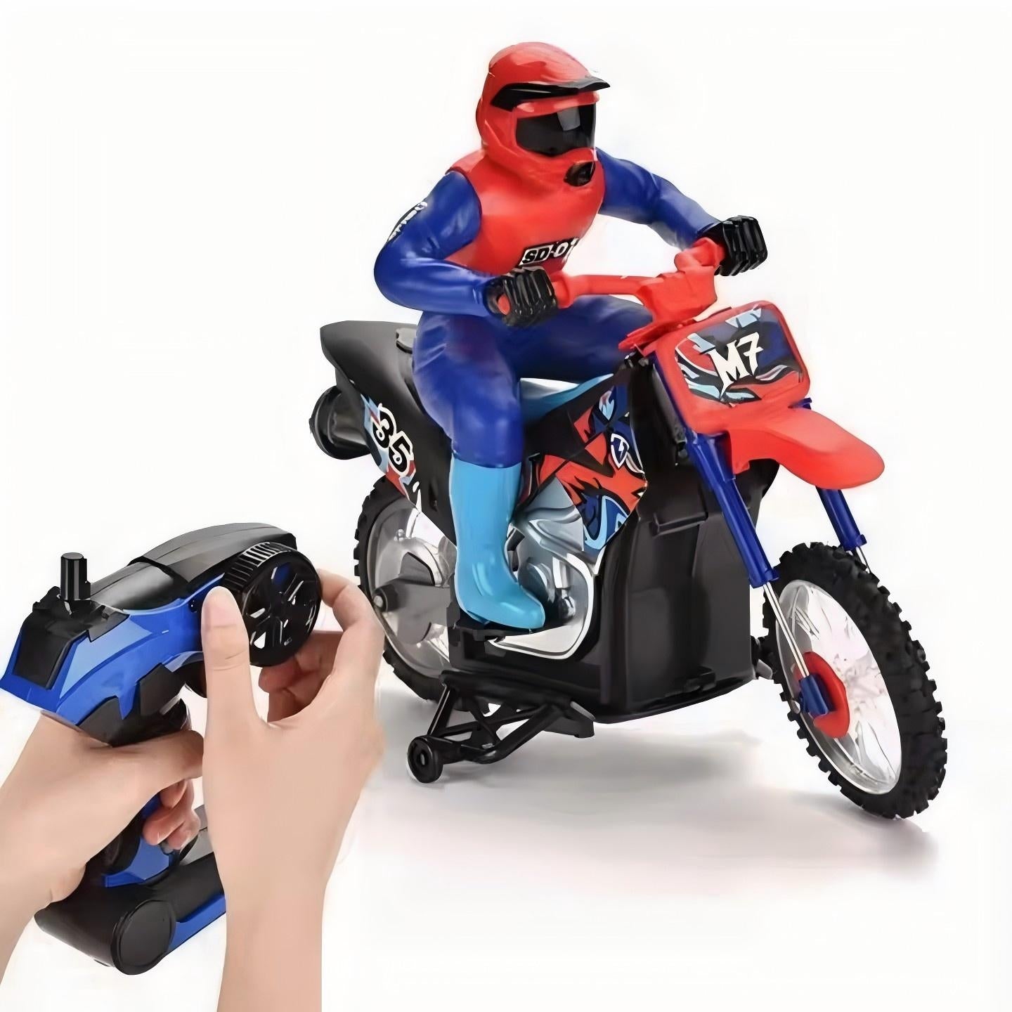 אופנוע אדום על שלט עם אפקט עשן 1:10