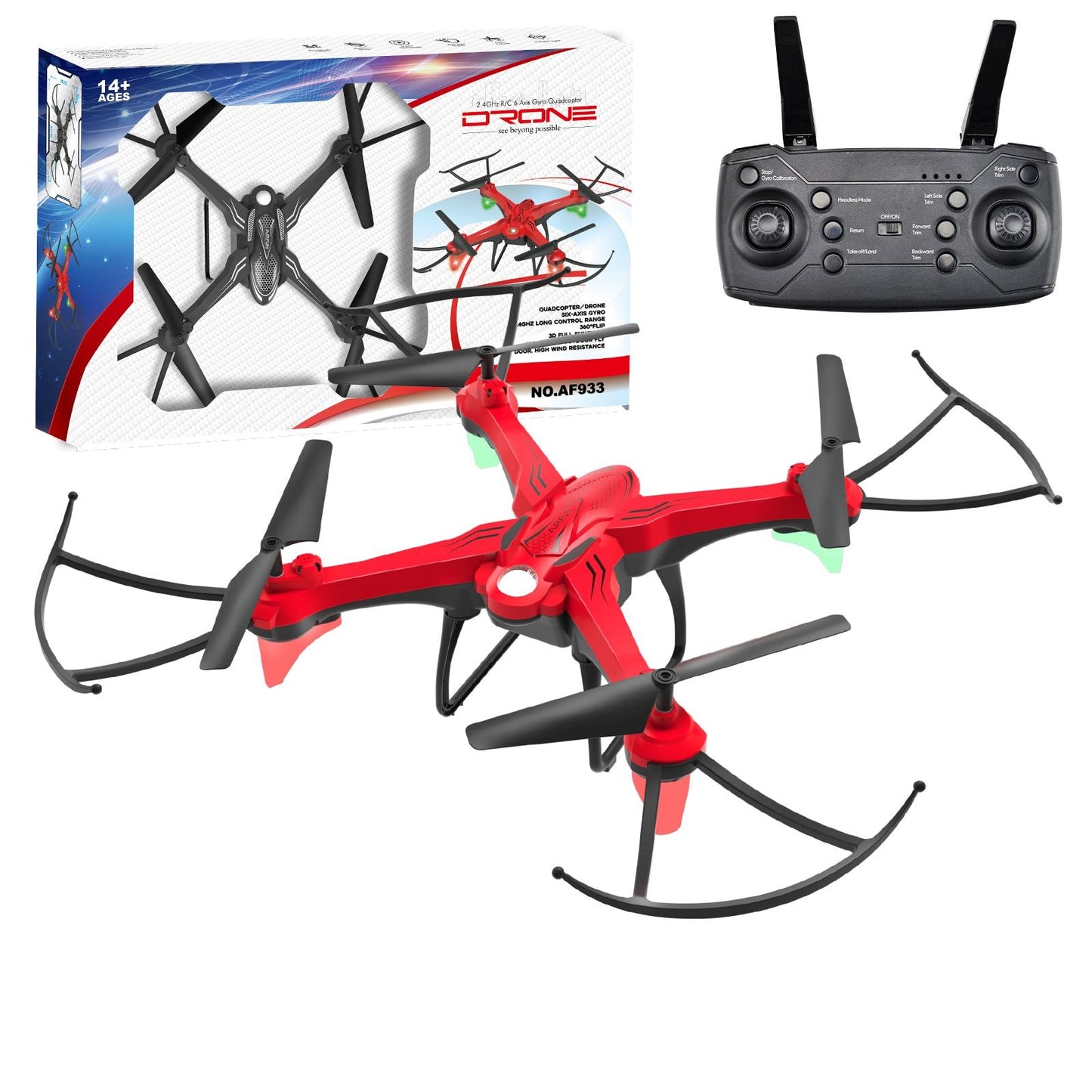 רחפן פעלולים גיירו אדום עם שלט רחוק