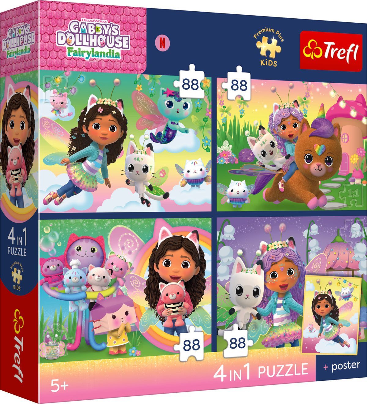 4 Puzzles 88 Pieces Gabby's Dollhouse