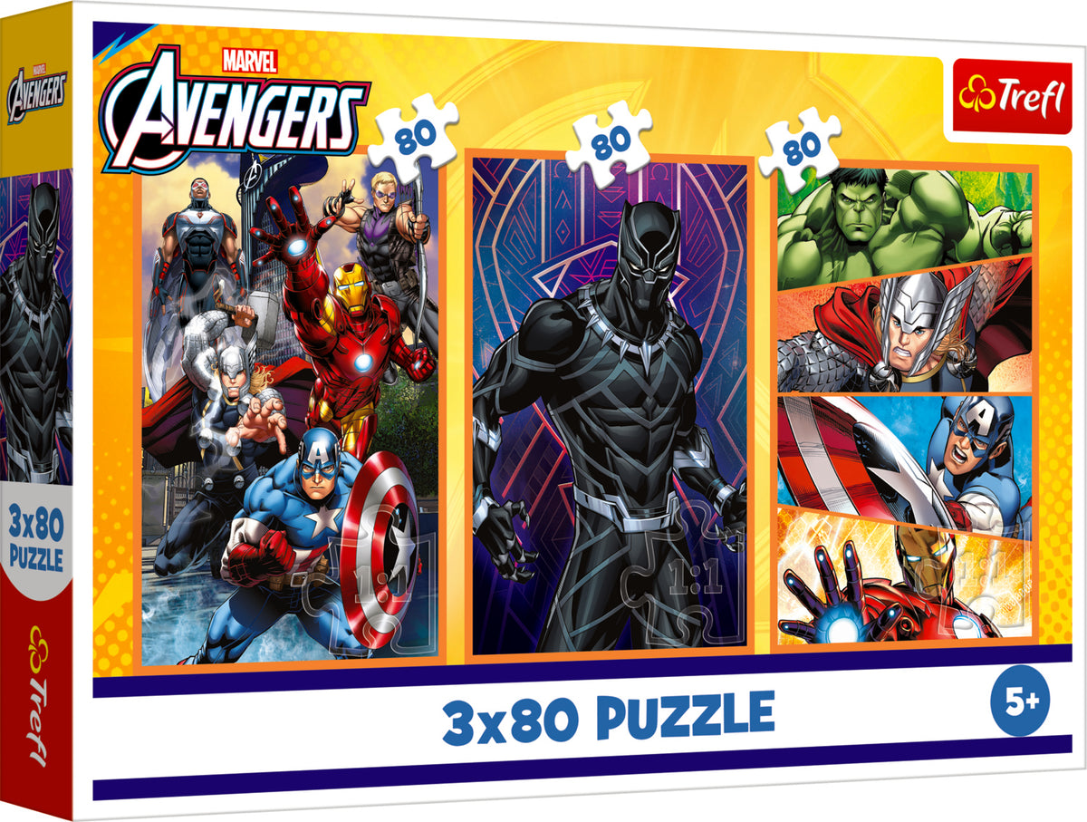 3 Jigsaw Puzzles 80 Pieces Days Full of Action Disney Marvel The Avengers