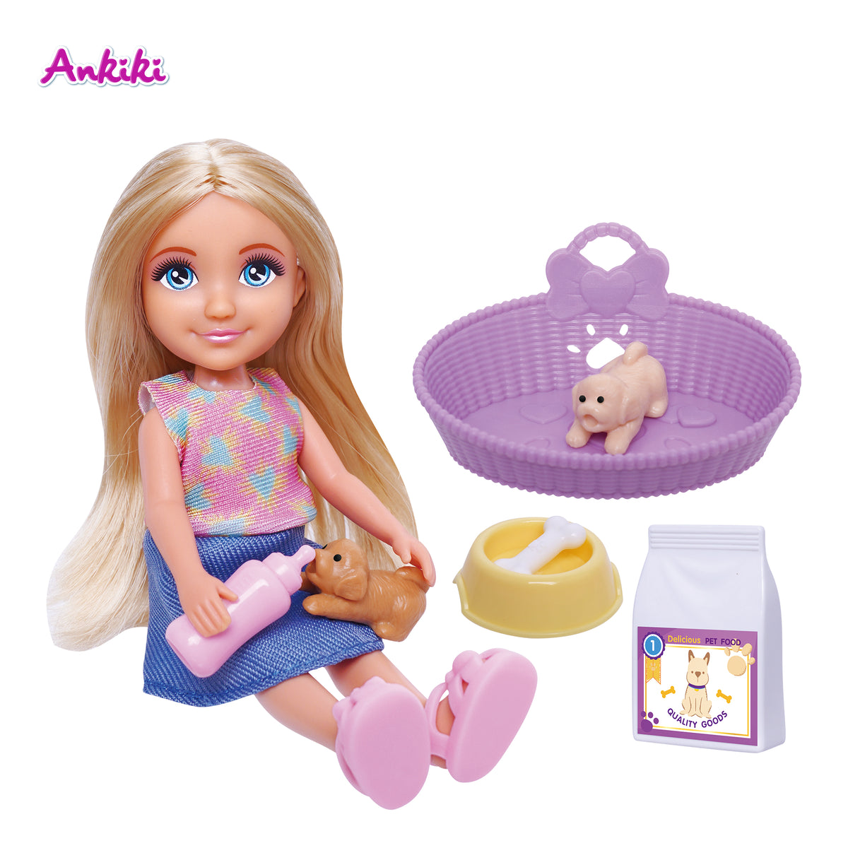 Doll with Puppy and Accessories 13 cm