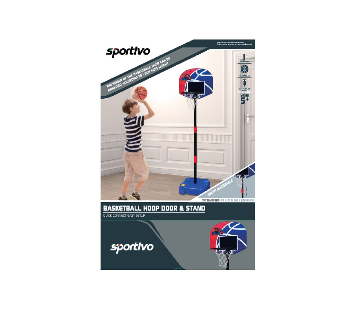 Adjustable Basketball Hoop with Basketball and Pump