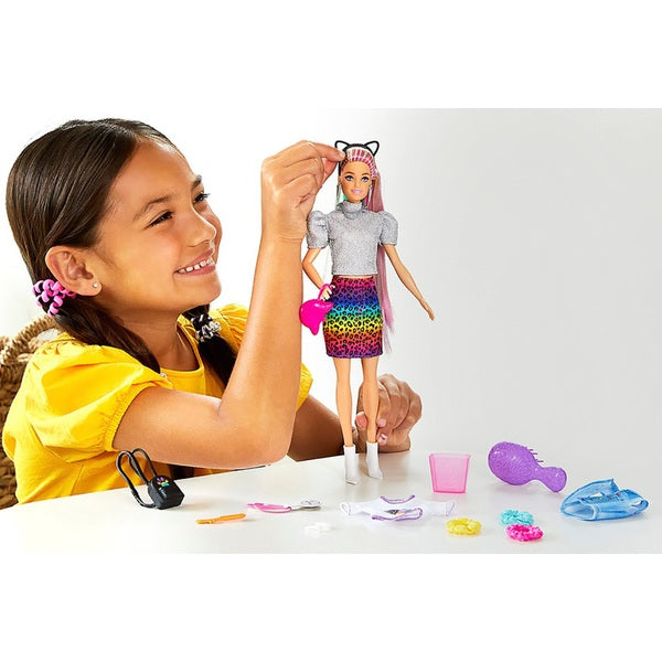 ברבי עיצוב שיער צבעי הקשת+אביזרים