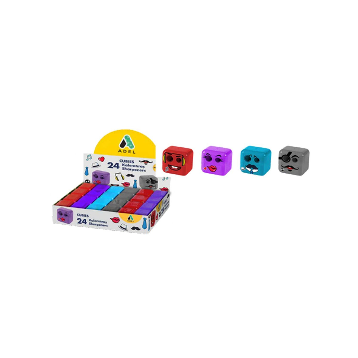 אדל מחדד מיכל קוביה 2 חורים (1/24) פרצופים