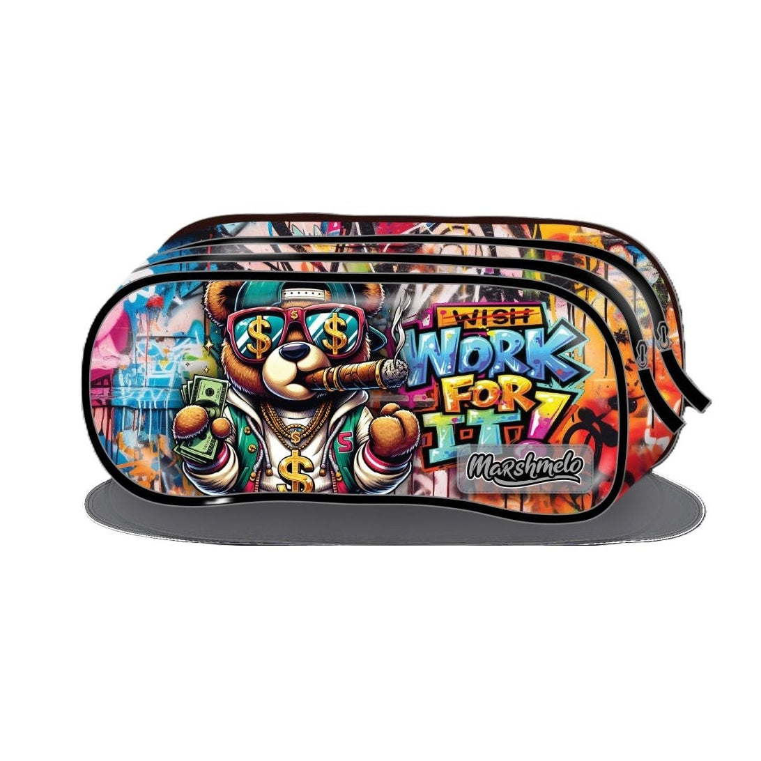 Pencil case 2 compartments bears glasses graffiti (6/72)