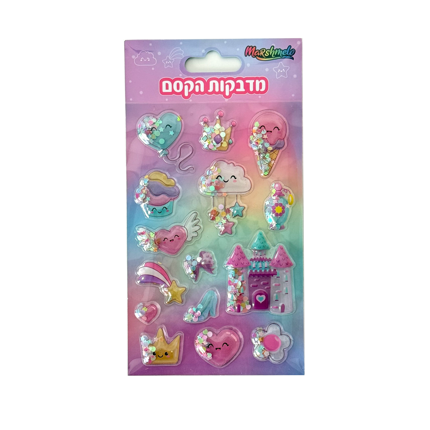 מדבקות בולטות עם נצנצים