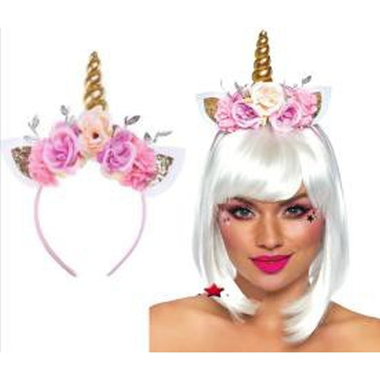 קשת חד קרן מפואר עם פרחים