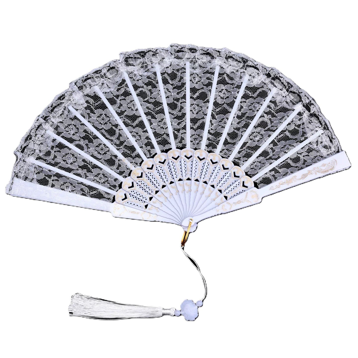 מניפה תחרה שחור/לבן