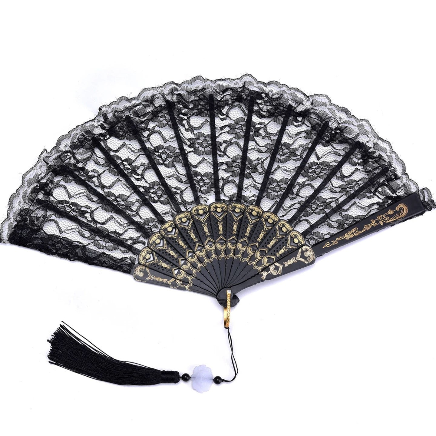 מניפה תחרה שחור/לבן