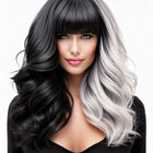 Long black and white wig