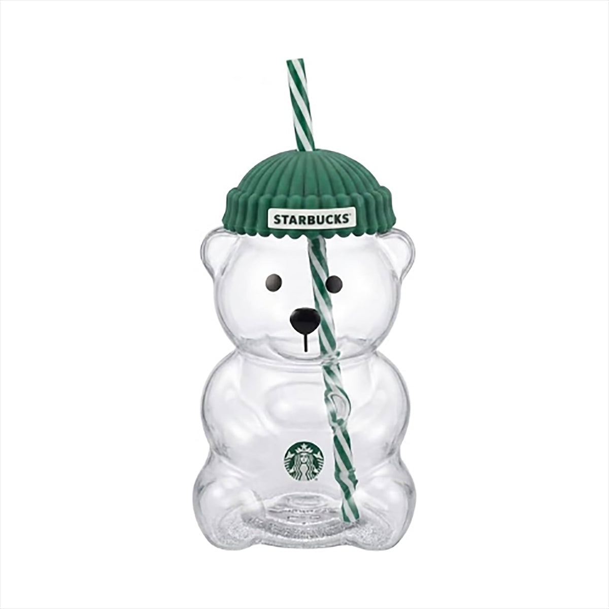 Starbucks bear glass cup with straw