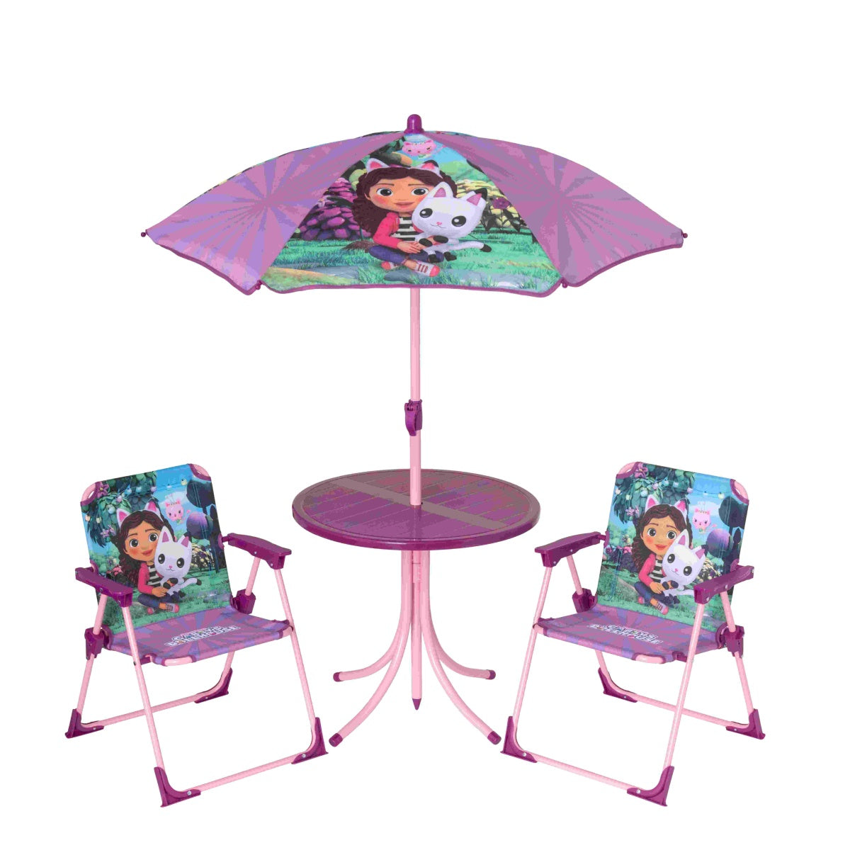 סט שולחן שמשיה ו-2 כיסאות בית הבובות של גבי