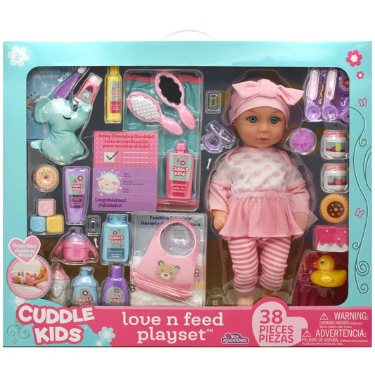 בובת תינוק 38 ס"מ עם אביזרי טיפול והאכלה