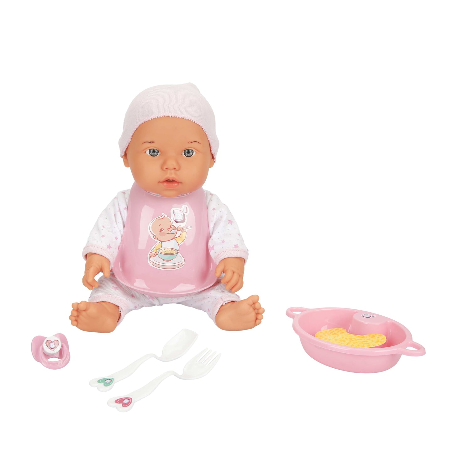 בובת תינוק 35 סמ טיפול והאכלה ורוד