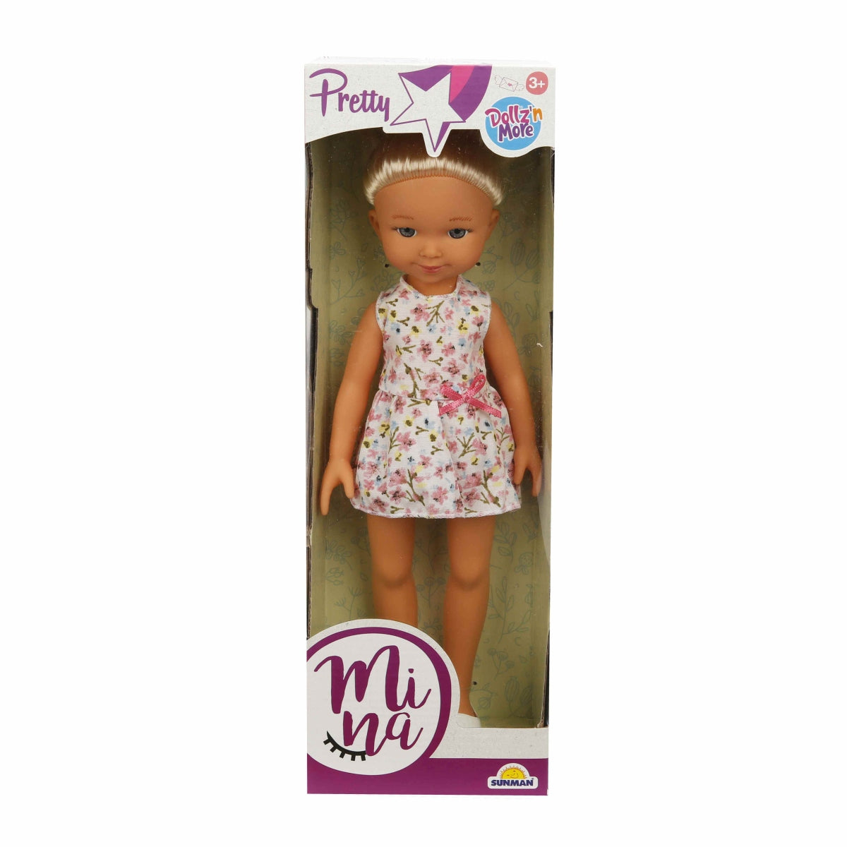 בובה מינה היפה 35 סמ שמלה פרחונית