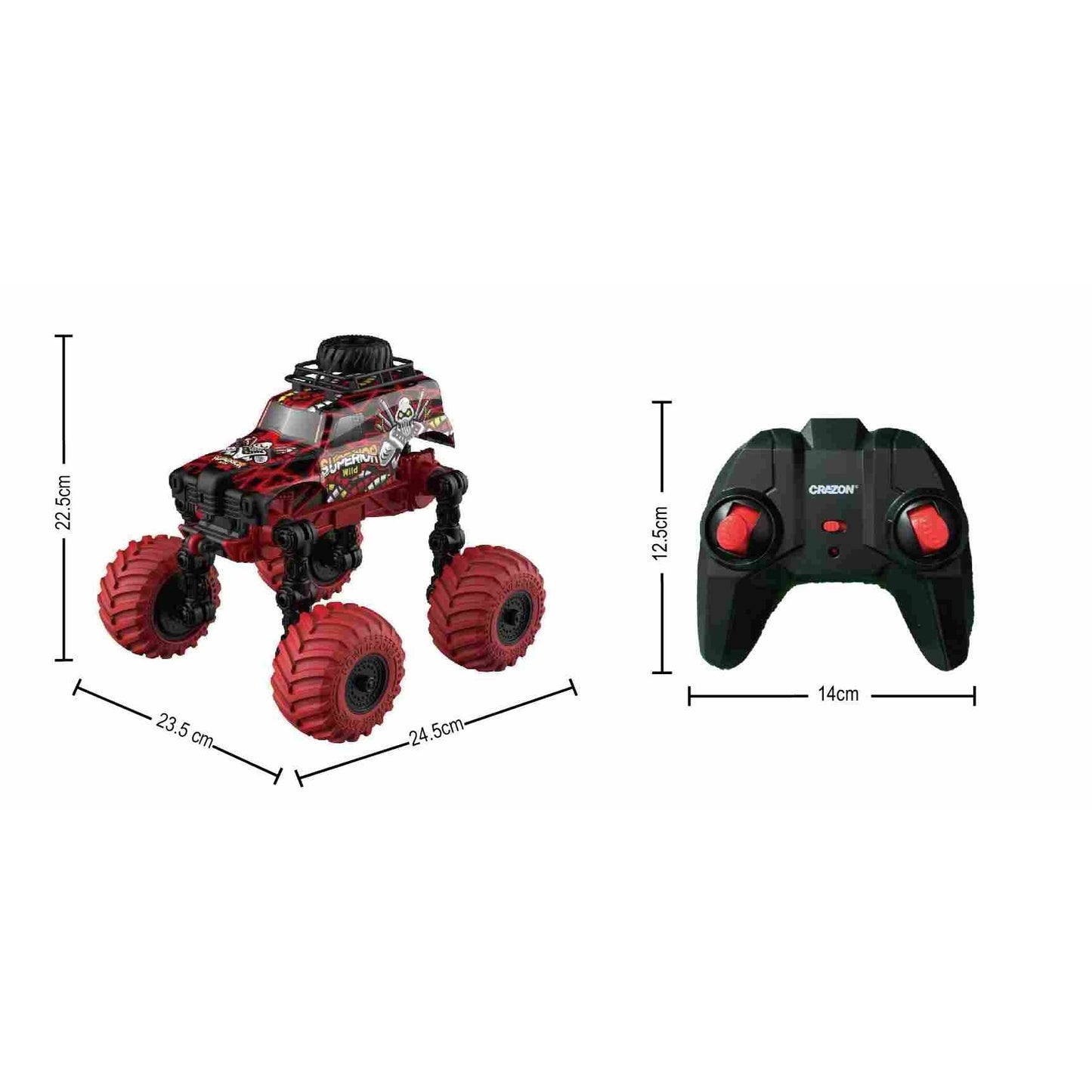 מכונית על שלט גלגלים מתקפלים 1:18 בצבע אדום