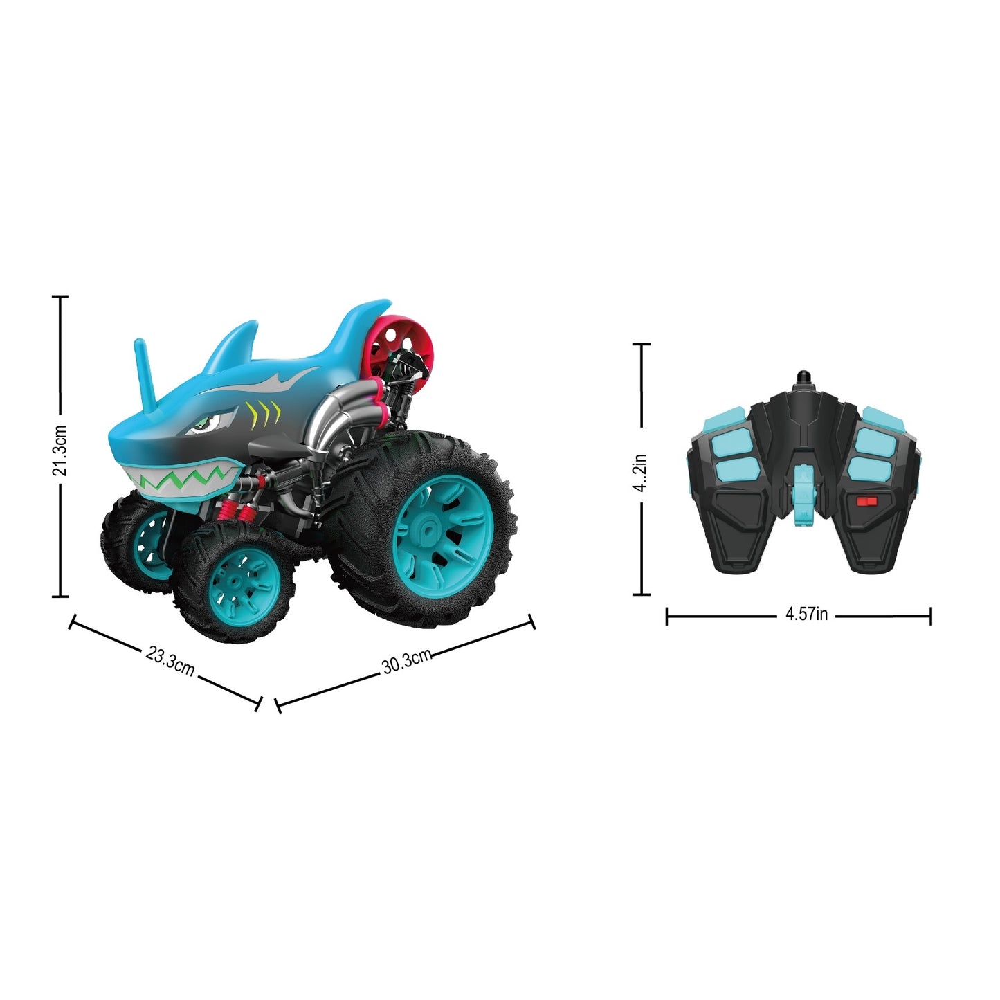 מכונית על שלט פעלולים 1:16 כריש כחול