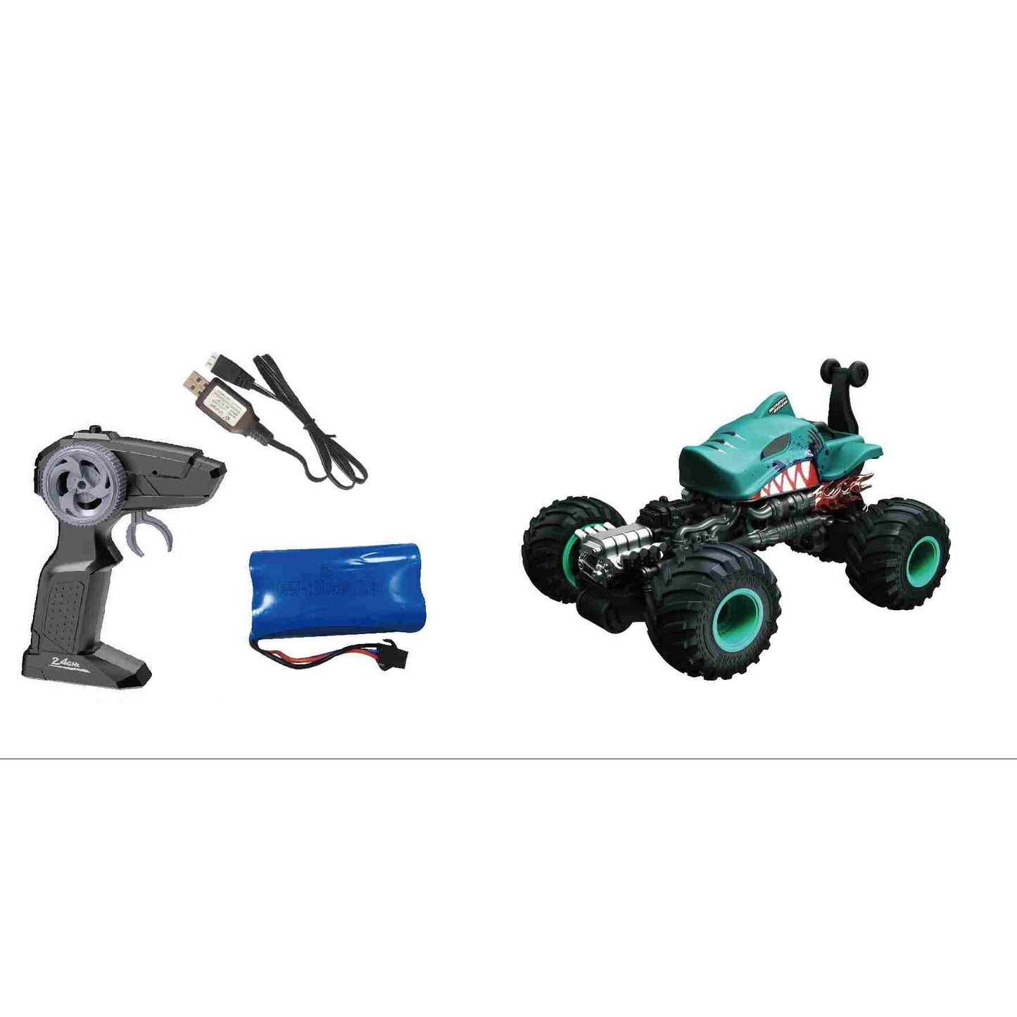 מכונית על שלט פעלולים כריש 1:16 כחול