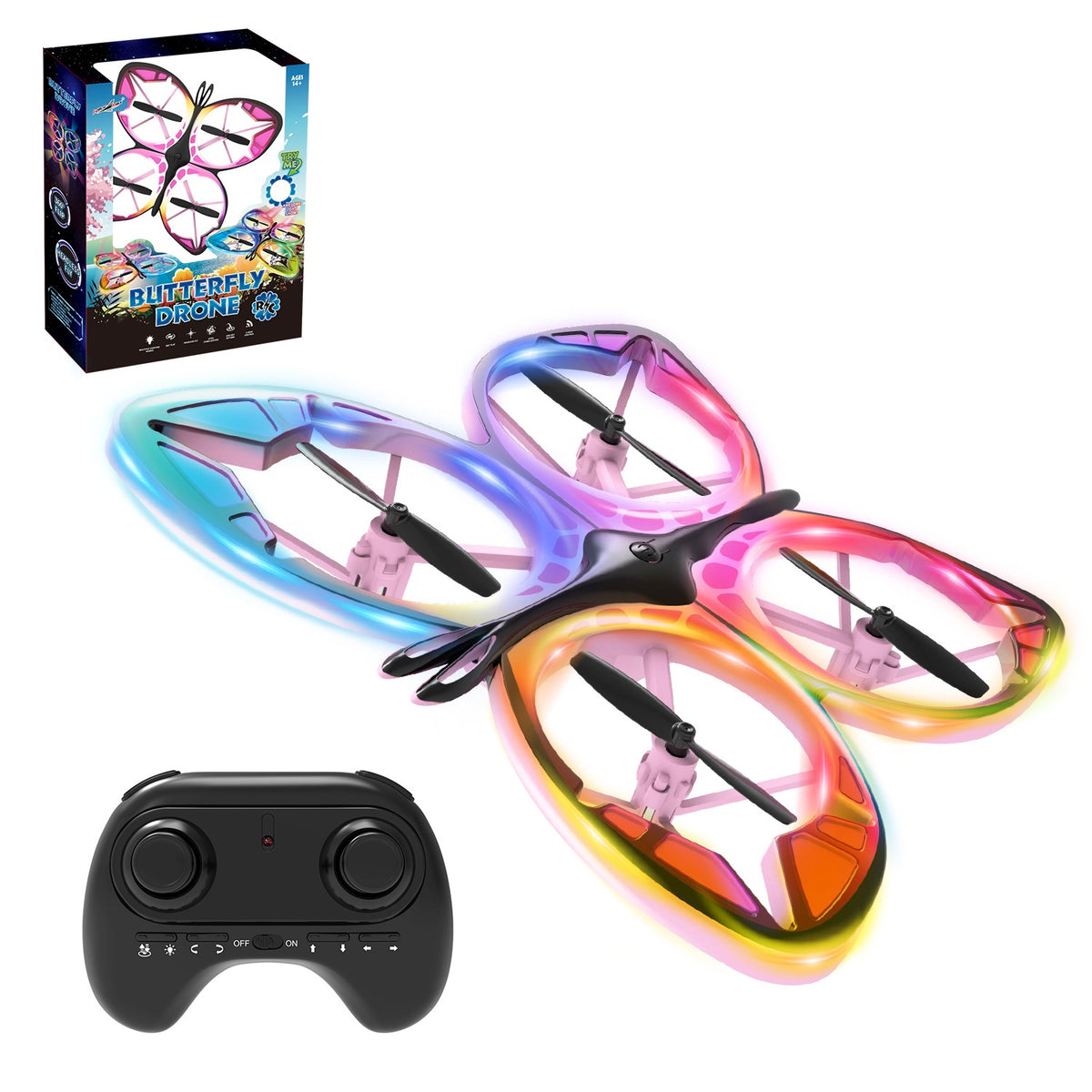 Light-Up Butterfly Drone with Pink Remote Control