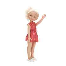 בובה מינה היפה 35 סמ שמלה נקודות