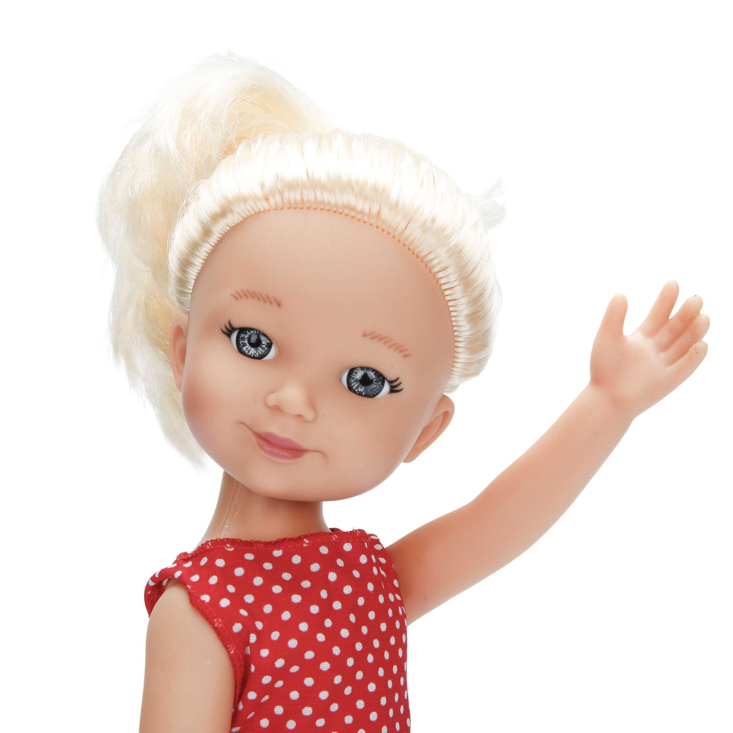 בובה מינה היפה 35 סמ שמלה נקודות