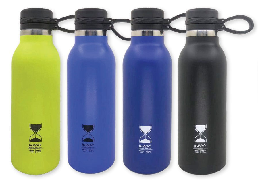 בקבוק תרמי 600 מ"ל +ידית סיליקון מעורב צבעים בנים InWay