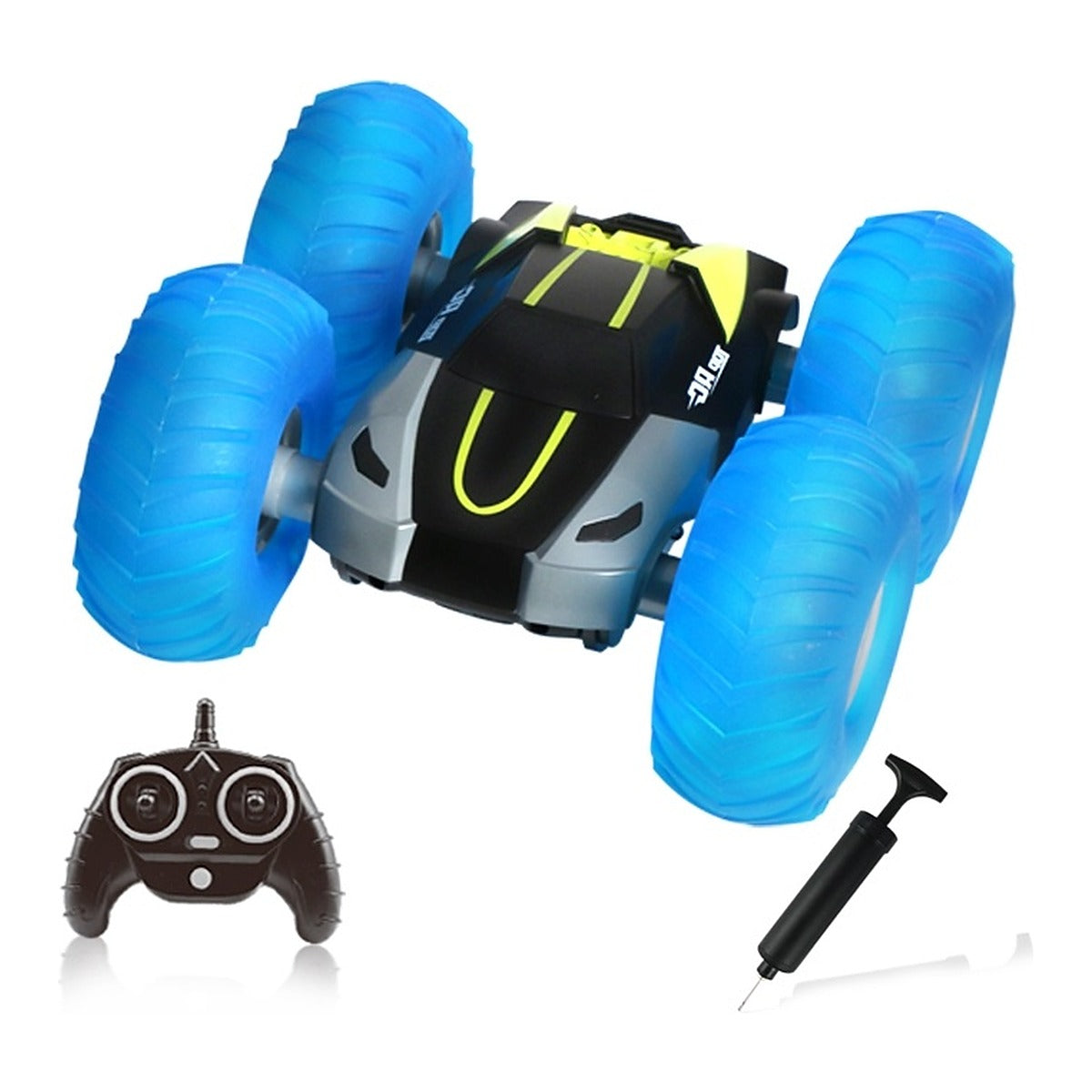 מכונית פעלולים כחולה גלגל מתנפח עם שלט