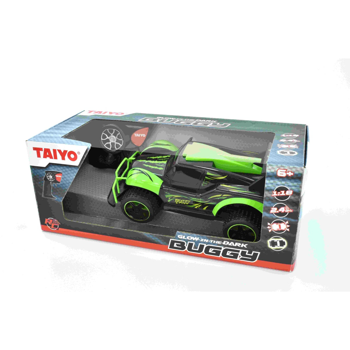 מכונית מירוצים ירוקה זוהרת בחושך שלט רחוק 1:18