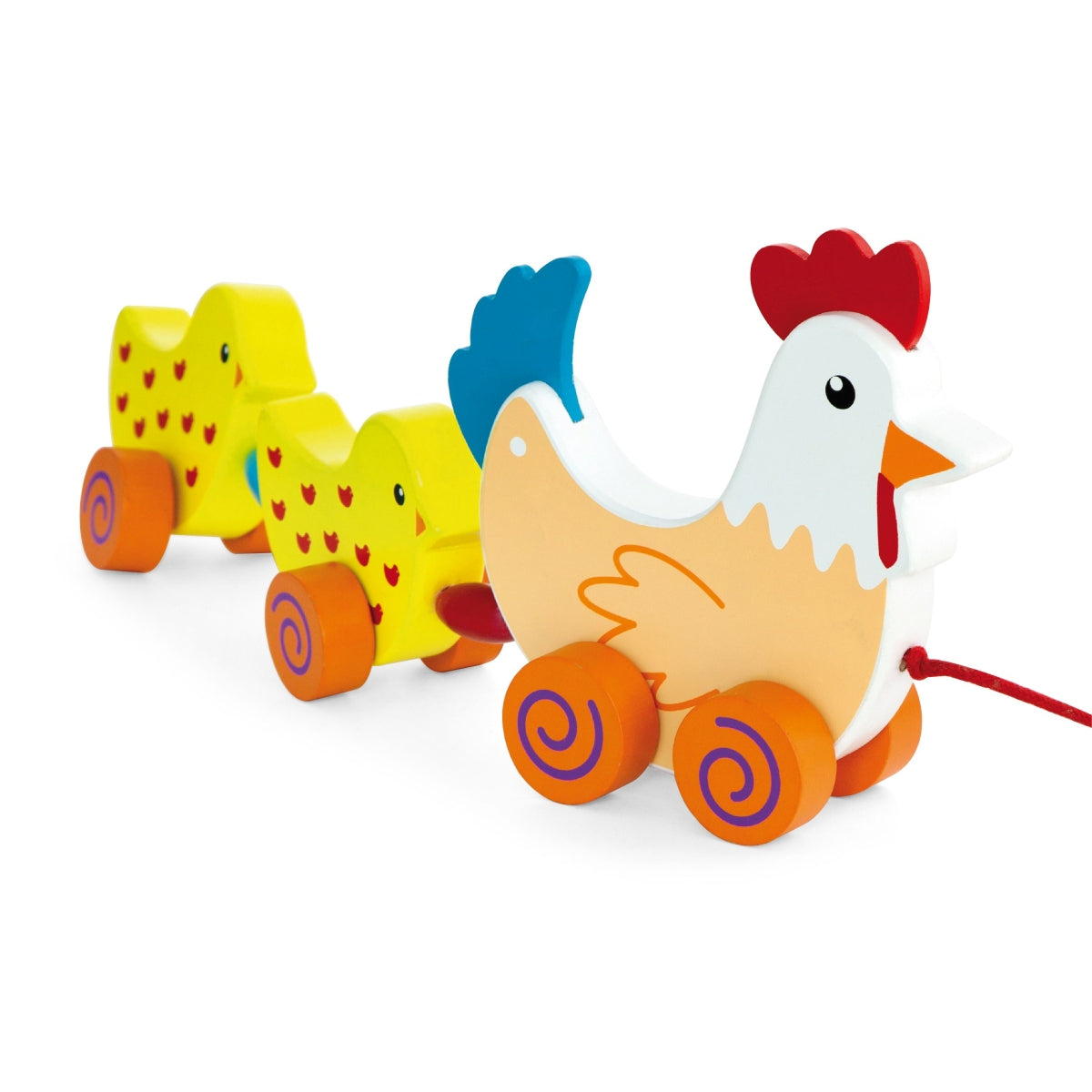 משחק מעודד הליכה תרנגול ואפרוחים צעצועי עץ VIGA