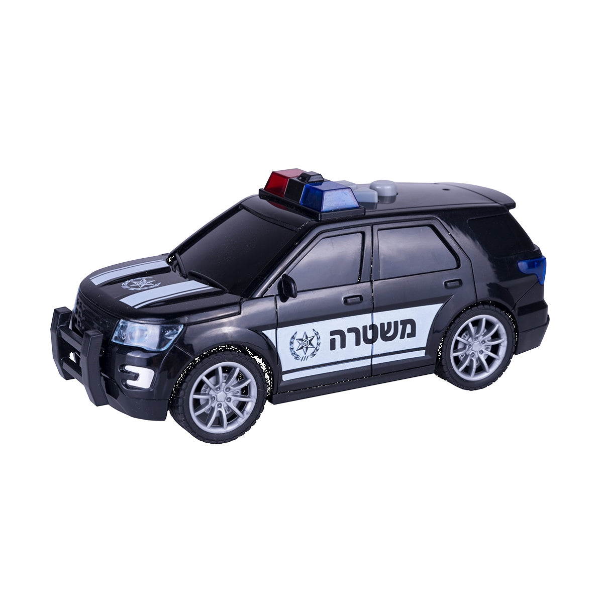 מכונית משטרה נוסעת דוברת עברית
