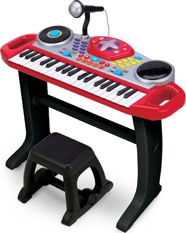 אורגן עם מיקרופון וכיסא צבעוני