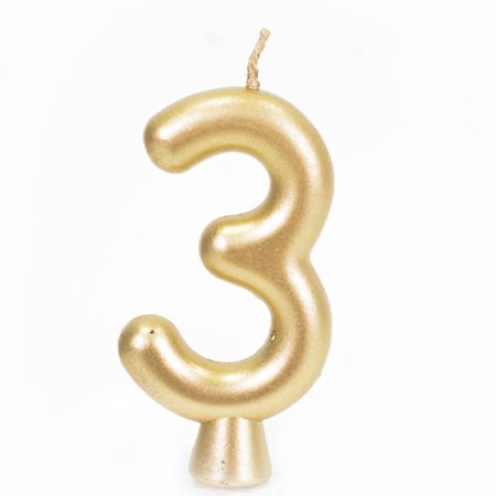 נר ספרה 3 זהב