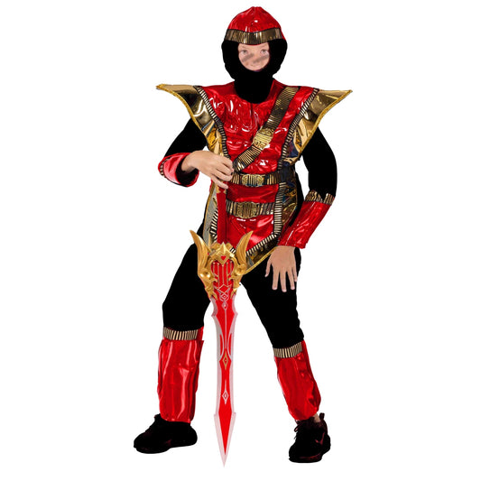 תחפושת נינגה קרבי אדום זהב מידה 12 שושי זוהר