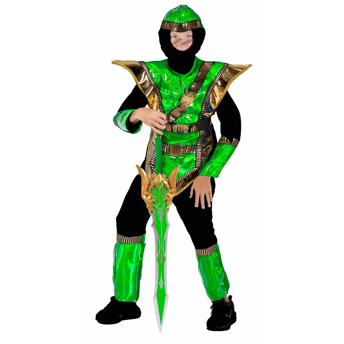 תחפושת נינגה קרבי ירוק זהב מידה 10 שושי זוהר