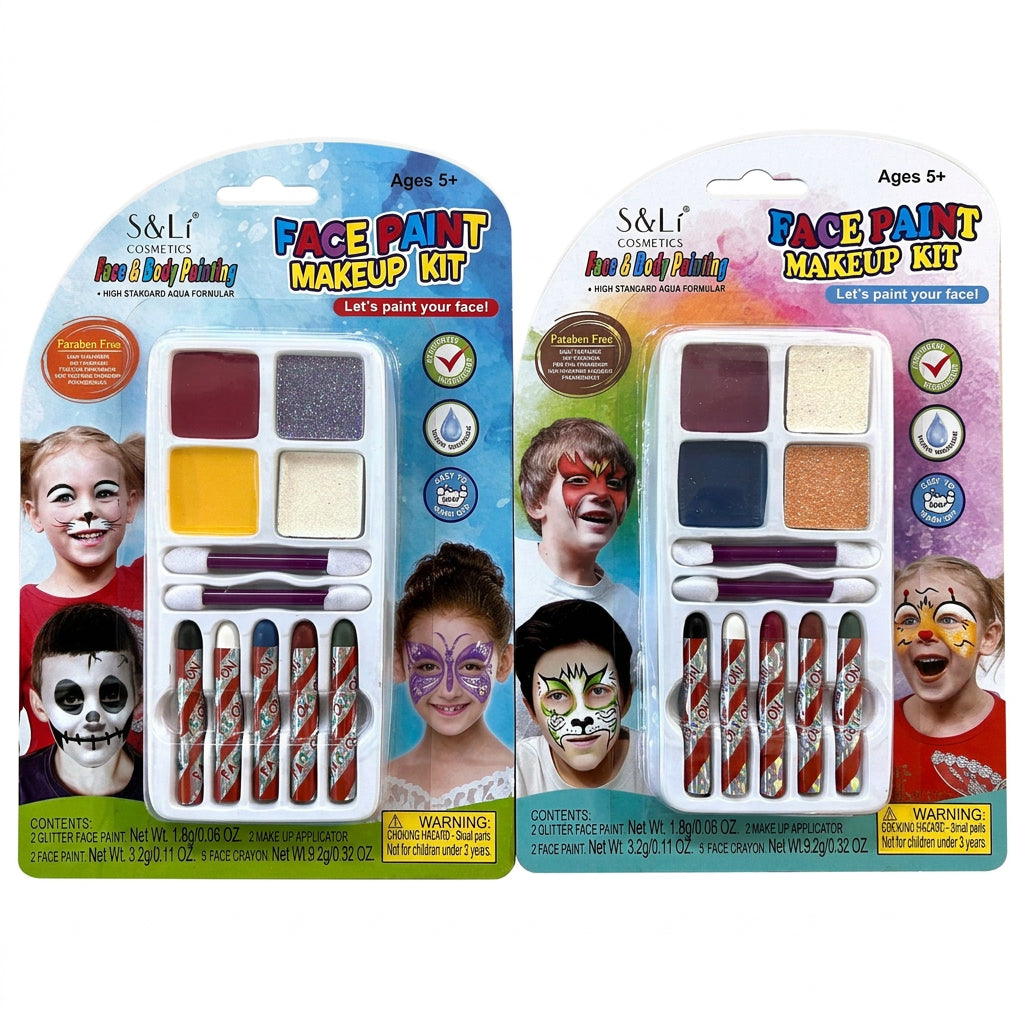 5 makeup pencils and 4 face paints