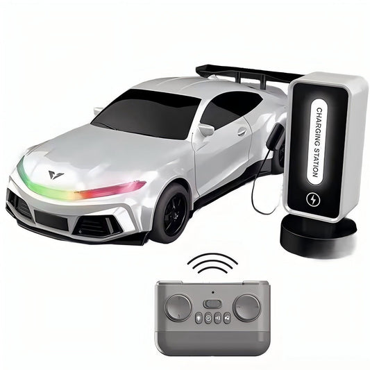 מכונית ספורט לבנה על שלט