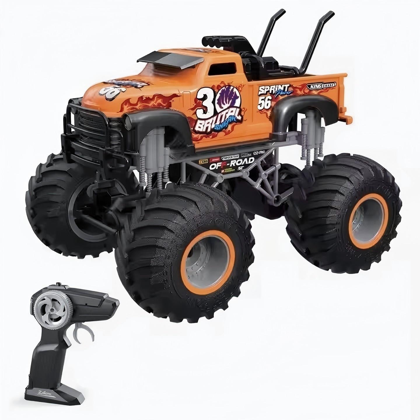 מכונית כתומה על שלט גלגלי שטח 1:16