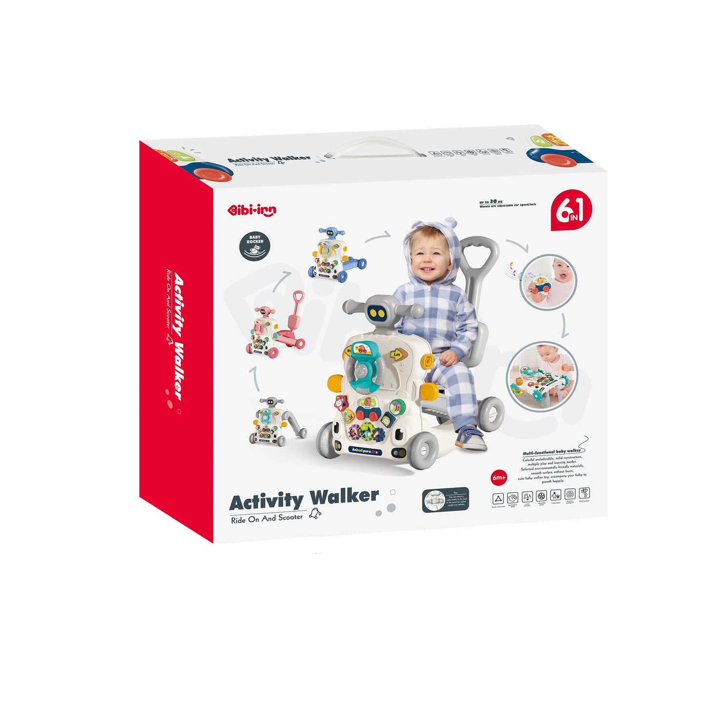 הליכון דחיפה כחול 3 ב-1 ומרכז פעילות