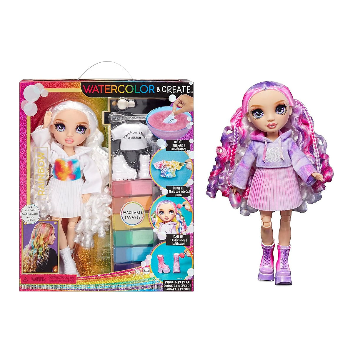 בובת ריינבו היי DIY צבעי מים עיניים סגולות