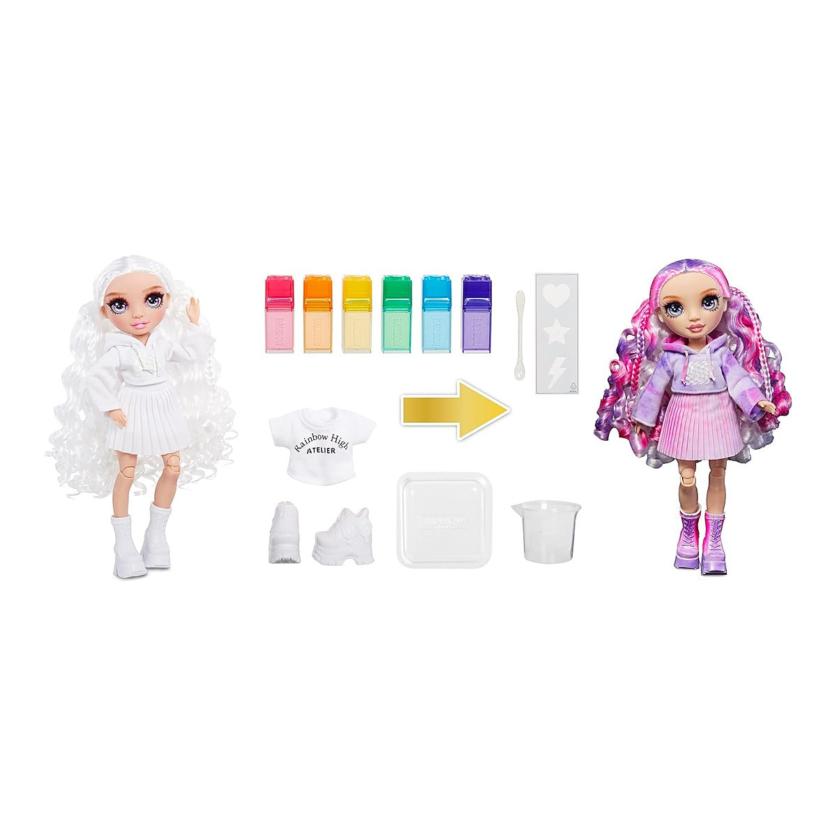 בובת ריינבו היי DIY צבעי מים עיניים סגולות
