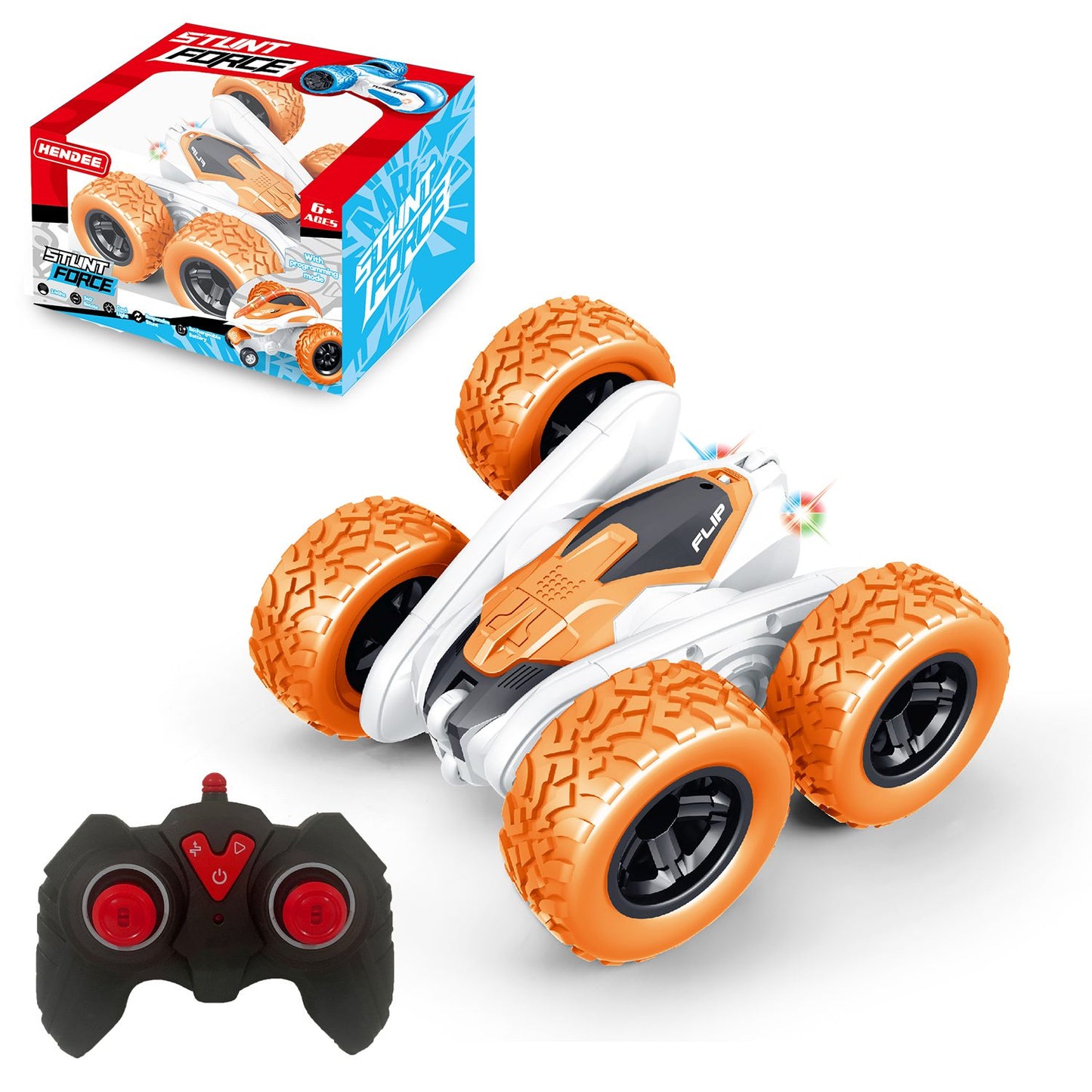 מכונית פעלולים אדומה עם שלט רחוק