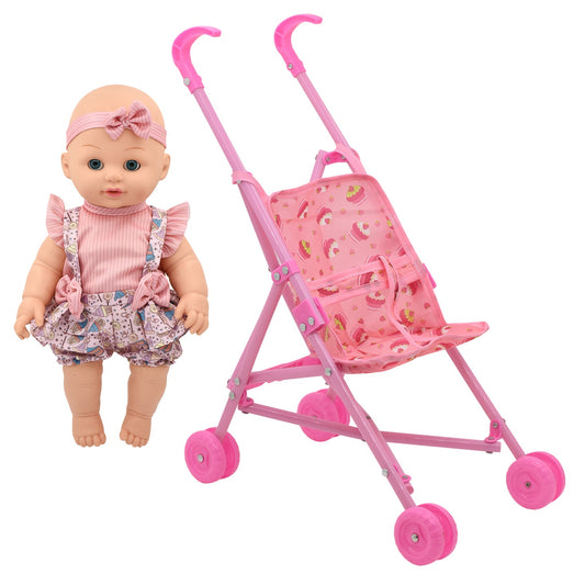 בובת תינוק 35 סמ עם עגלת טיולון