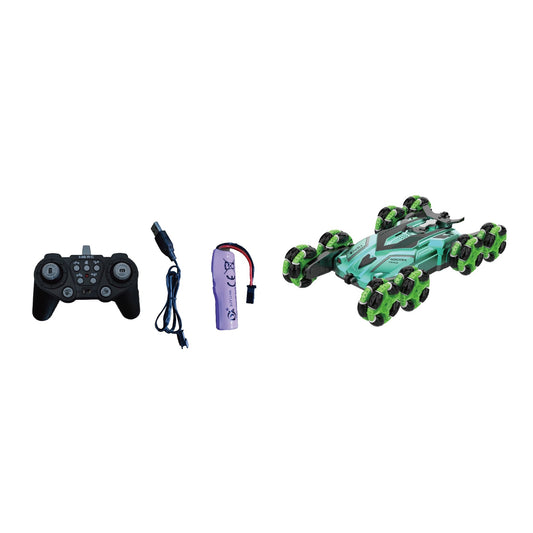 מכונית על שלט 8 גלגלים בצבע ירוק 1:18